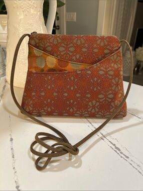 Maruca Handmade in Boulder, Co Patterned Orange Crossbody Bag with Front Pockets